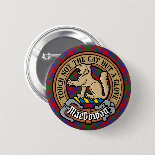 Clan MacGowan Crest over Tartan Button (Front & Back)