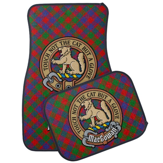Clan MacGowan Crest over Tartan Car Floor Mat (Set)