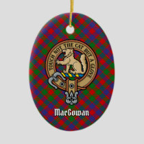 Clan MacGowan Crest over Tartan Ceramic Ornament