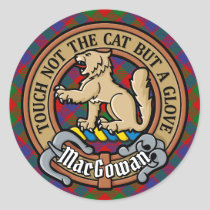 Clan MacGowan Crest over Tartan Classic Round Sticker