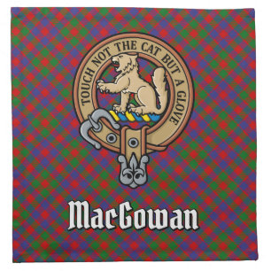 Clan MacGowan Crest over Tartan Cloth Napkin