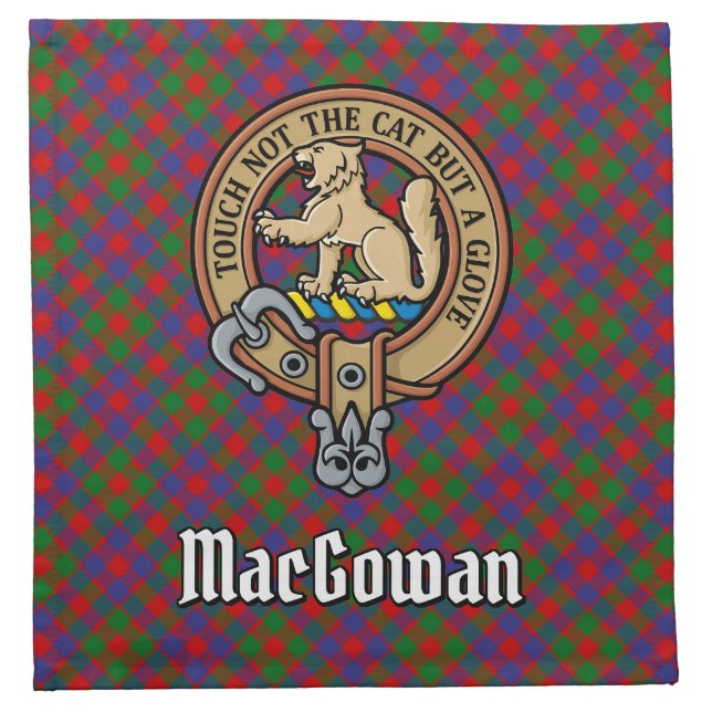 Clan MacGowan Crest over Tartan Cloth Napkin (Front)