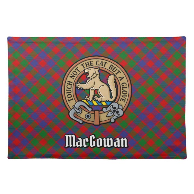Clan MacGowan Crest over Tartan Cloth Placemat (Front)
