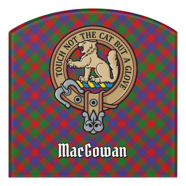Clan MacGowan Crest over Tartan Door Sign (Contour Front)
