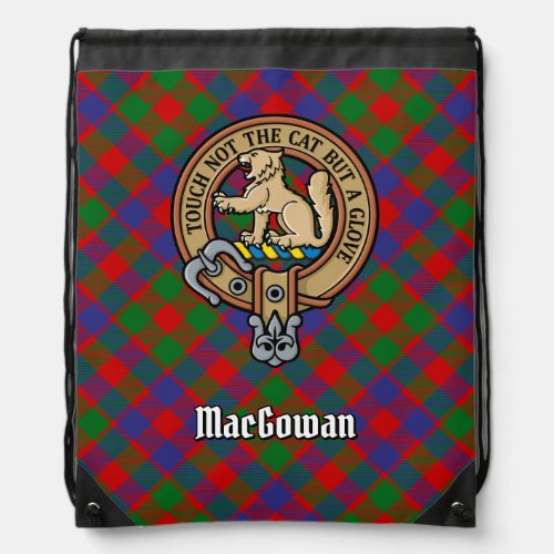 Clan MacGowan Crest over Tartan Drawstring Bag