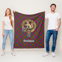 Clan MacGowan Crest over Tartan Fleece Blanket