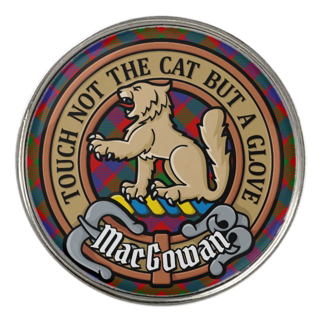 Clan MacGowan Crest over Tartan Golf Ball Marker (Front)