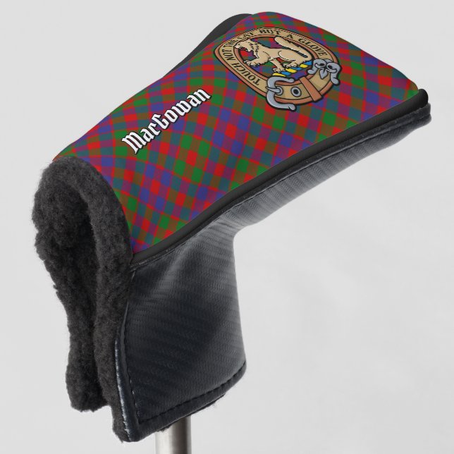 Clan MacGowan Crest over Tartan Golf Head Cover (3/4 Front)