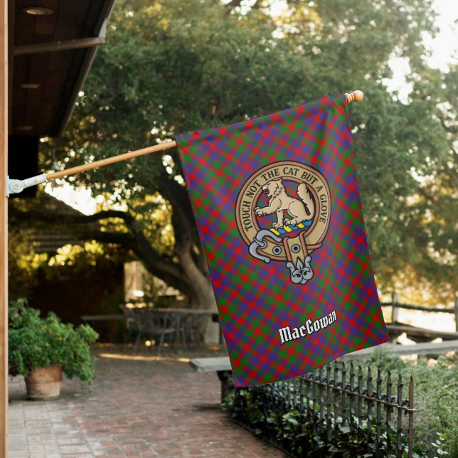 Clan MacGowan Crest over Tartan House Flag (In SItu)