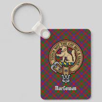 Clan MacGowan Crest over Tartan Keychain