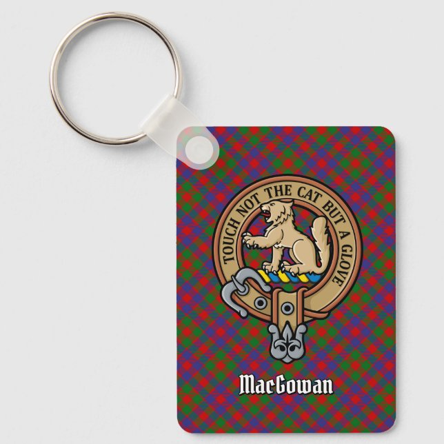 Clan MacGowan Crest over Tartan Keychain (Front)
