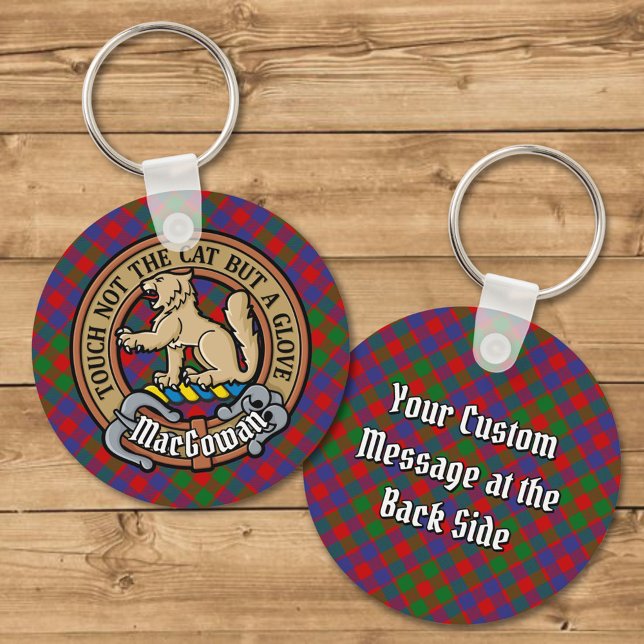 Clan MacGowan Crest over Tartan Keychain (Creator Uploaded)