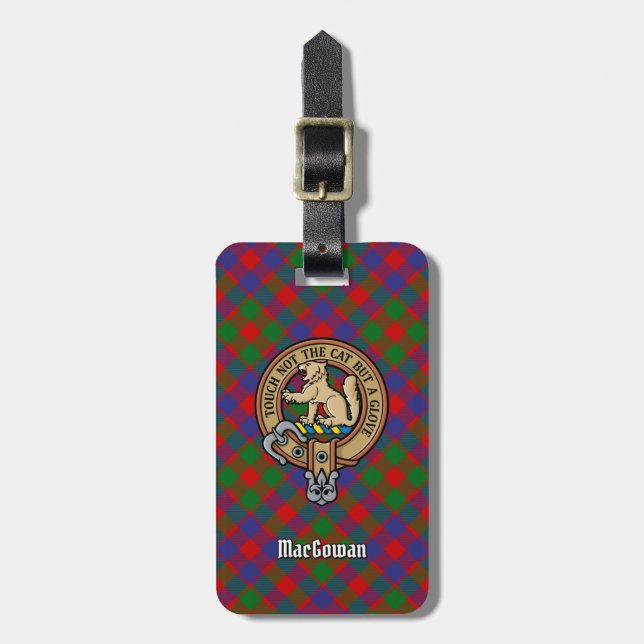Clan MacGowan Crest over Tartan Luggage Tag (Front Vertical)