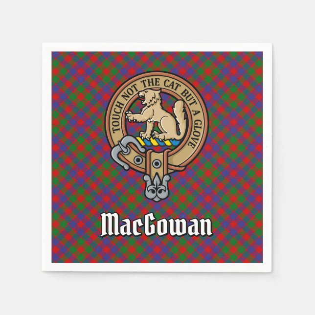 Clan MacGowan Crest over Tartan Napkins (Front)
