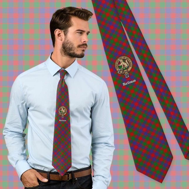 Clan MacGowan Crest over Tartan Neck Tie (Creator Uploaded)