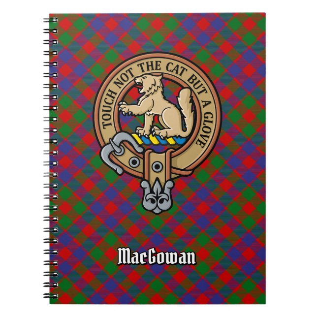 Clan MacGowan Crest over Tartan Notebook (Front)