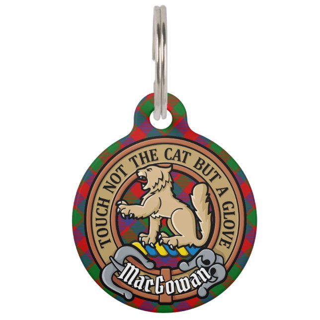 Clan MacGowan Crest over Tartan Pet ID Tag (Front)