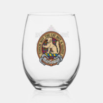 Clan MacGowan Crest over Tartan Stemless Wine Glass