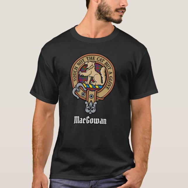 Clan MacGowan Crest over Tartan T-Shirt (Front)