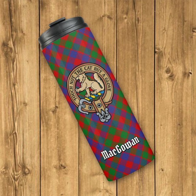 Clan MacGowan Crest over Tartan Thermal Tumbler (Creator Uploaded)