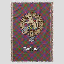 Clan MacGowan Crest over Tartan Throw Blanket