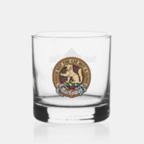 Clan MacGowan Crest over Tartan Whiskey Glass
