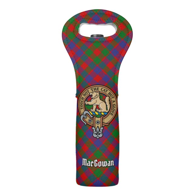 Clan MacGowan Crest over Tartan Wine Bag (Front)