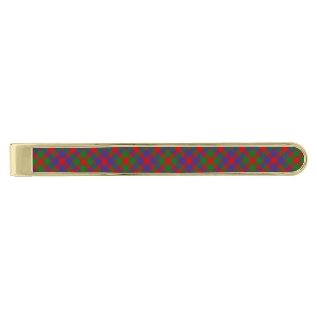 Clan MacGowan Tartan Gold Finish Tie Bar (Front)