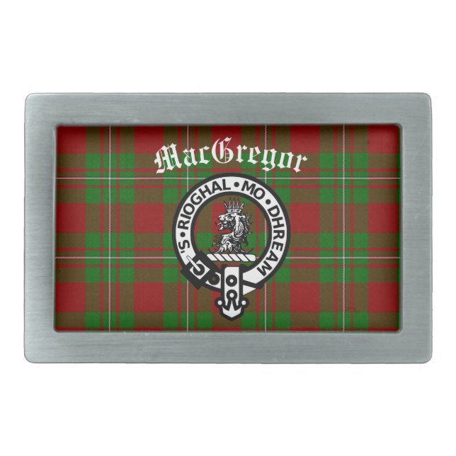 Clan MacGregor Crest and Tartan Belt Buckle (Front)