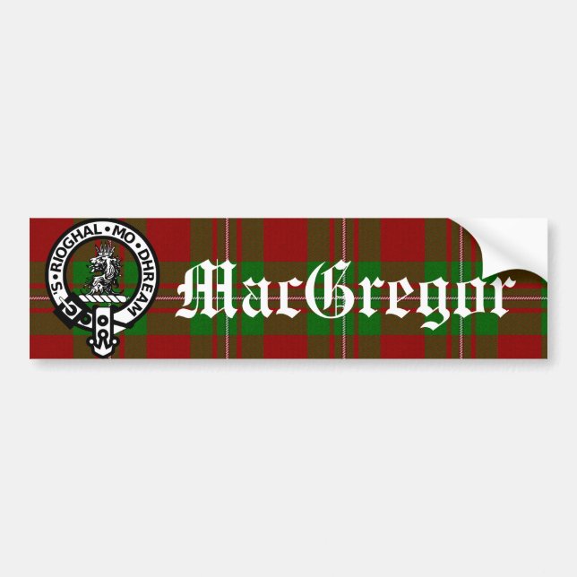 Clan MacGregor Crest Badge and Tartan Bumper Sticker (Front)