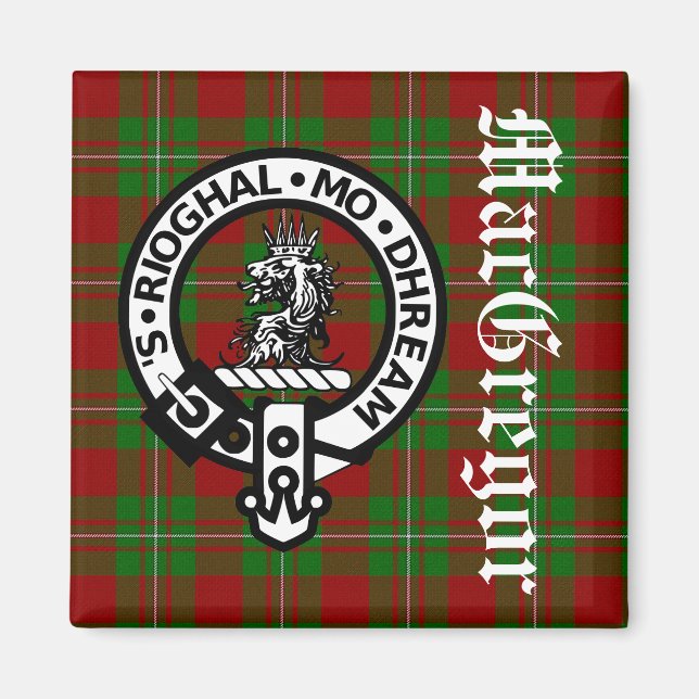 Clan MacGregor Crest Badge & Tartan Magnet (Front)