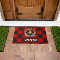 Clan MacGregor Crest over Rob Roy Tartan Doormat
