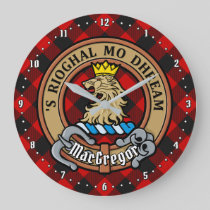Clan MacGregor Crest over Rob Roy Tartan Large Clock