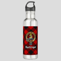 Clan MacGregor Crest over Rob Roy Tartan Stainless Steel Water Bottle