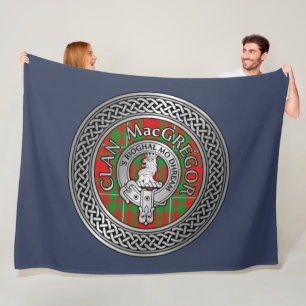 Clan MacGregor Crest & Tartan Knot Fleece Blanket