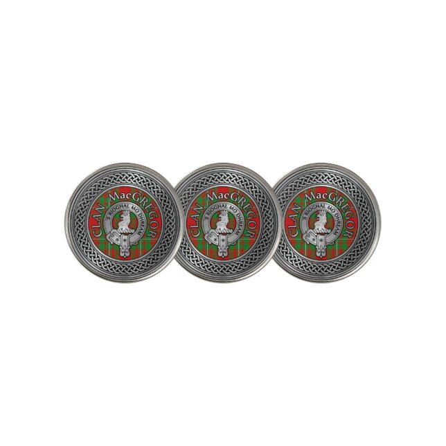 Clan MacGregor Crest & Tartan Knot Golf Ball Marker (3 Up)