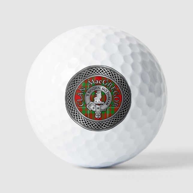 Clan MacGregor Crest & Tartan Knot Golf Balls (Front)