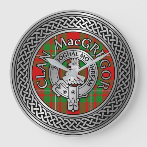 Clan MacGregor Crest  Tartan Knot Large Clock