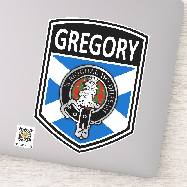 Clan MacGregor Crest & Tartan Saltire - Gregory Sticker (Detail)