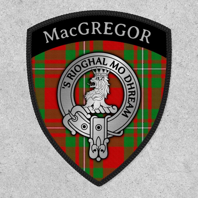 Clan MacGregor Crest & Tartan Shield Patch (Front)
