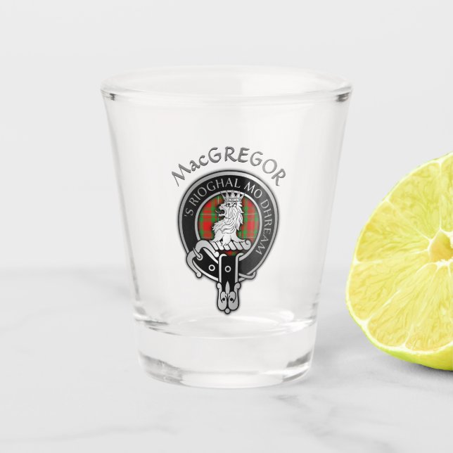 Clan MacGregor Crest & Tartan Shot Glass (Front)