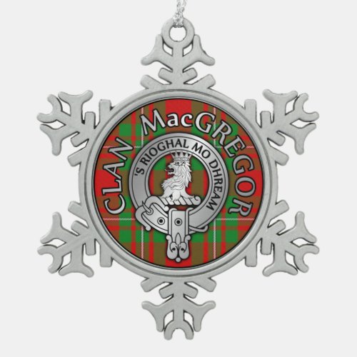 Clan MacGregor Crest  Tartan Snowflake Pewter Christmas Ornament