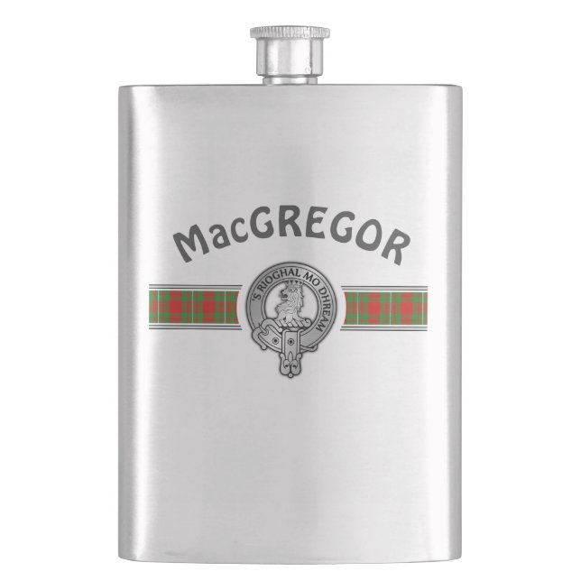 Clan MacGregor (Edit) Crest & Tartan Flask (Front)
