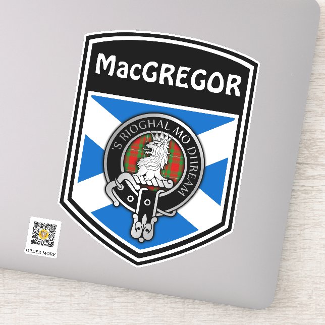 Clan MacGregor (Edit) Crest & Tartan Saltire Sticker (Detail)