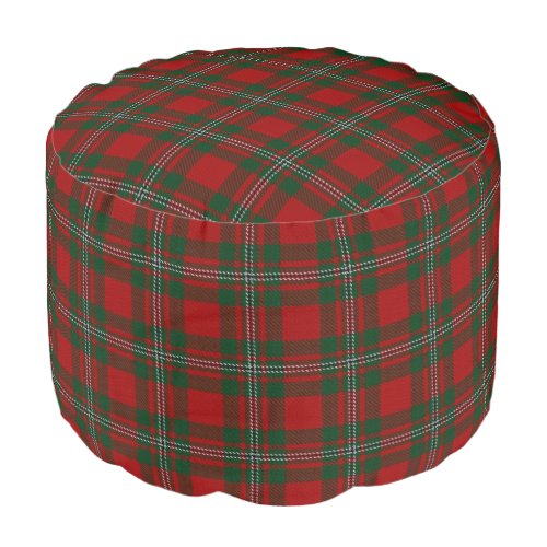 Clan MacGregor Scottish Style Red Green Tartan Pouf