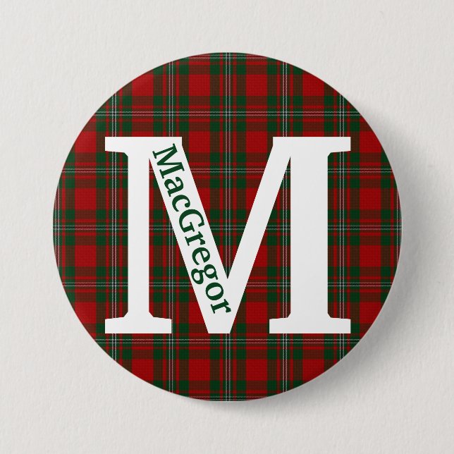 Clan MacGregor Tartan Plaid Custom Button (Front)