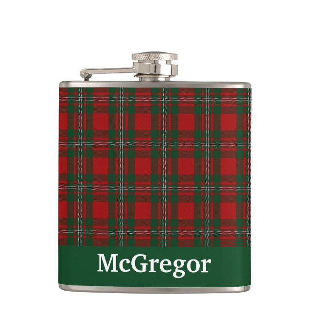 Clan MacGregor Tartan Plaid Custom Flask (Front)