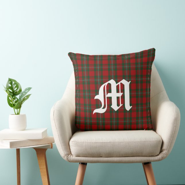 Clan MacGregor Tartan Plaid Monogram Throw Pillow (Chair)