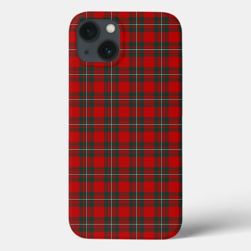 Clan MacGregor Tartan Red and Forest Green Plaid iPhone 13 Case