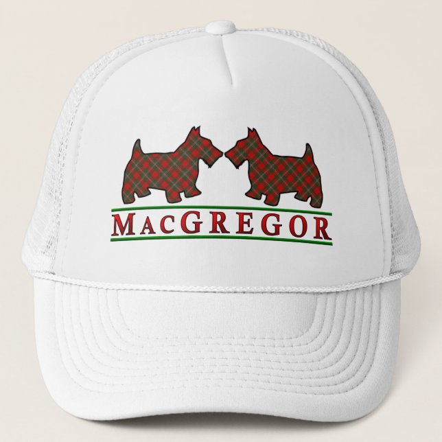 Clan MacGregor Tartan Scottie Dogs Trucker Hat (Front)